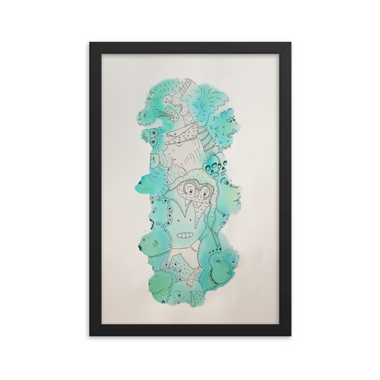 Labyrinth III Framed Watercolor Painting