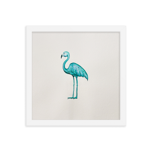 Pinky The Flamingo Framed Watercolor Painting